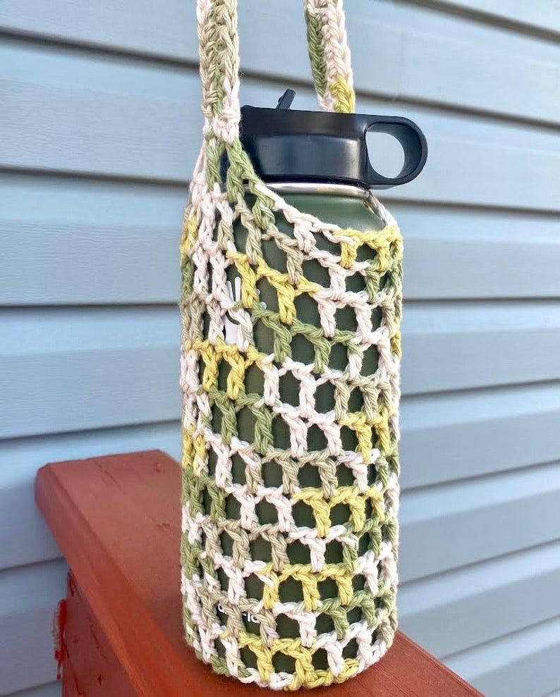 PATTERN ONLY | Crochet Mesh Water Bottle Holder