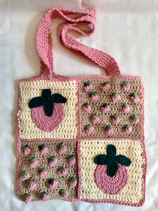 Crochet Strawberry Tote - Made to Order