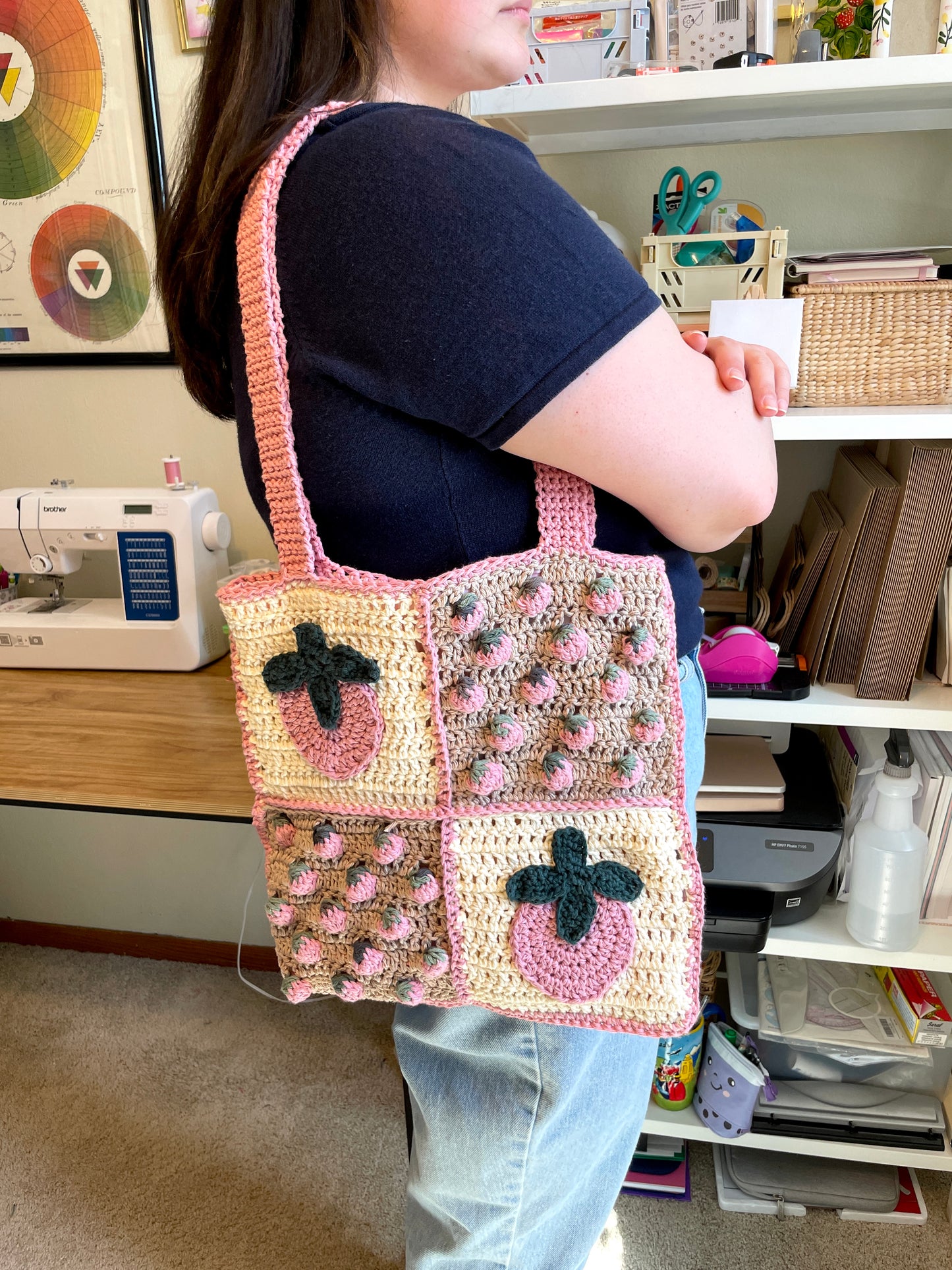Crochet Strawberry Tote - Made to Order