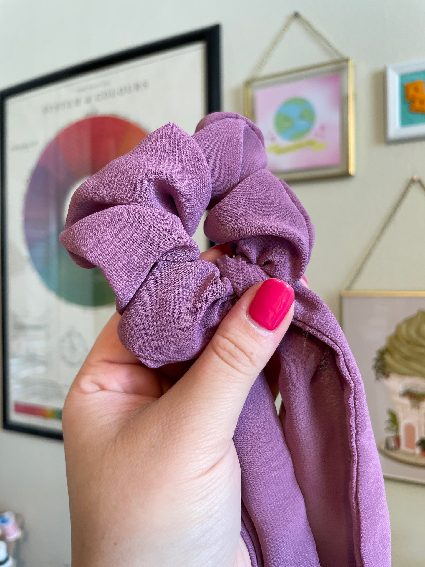 Warm Purple Long Scarf Scrunchie