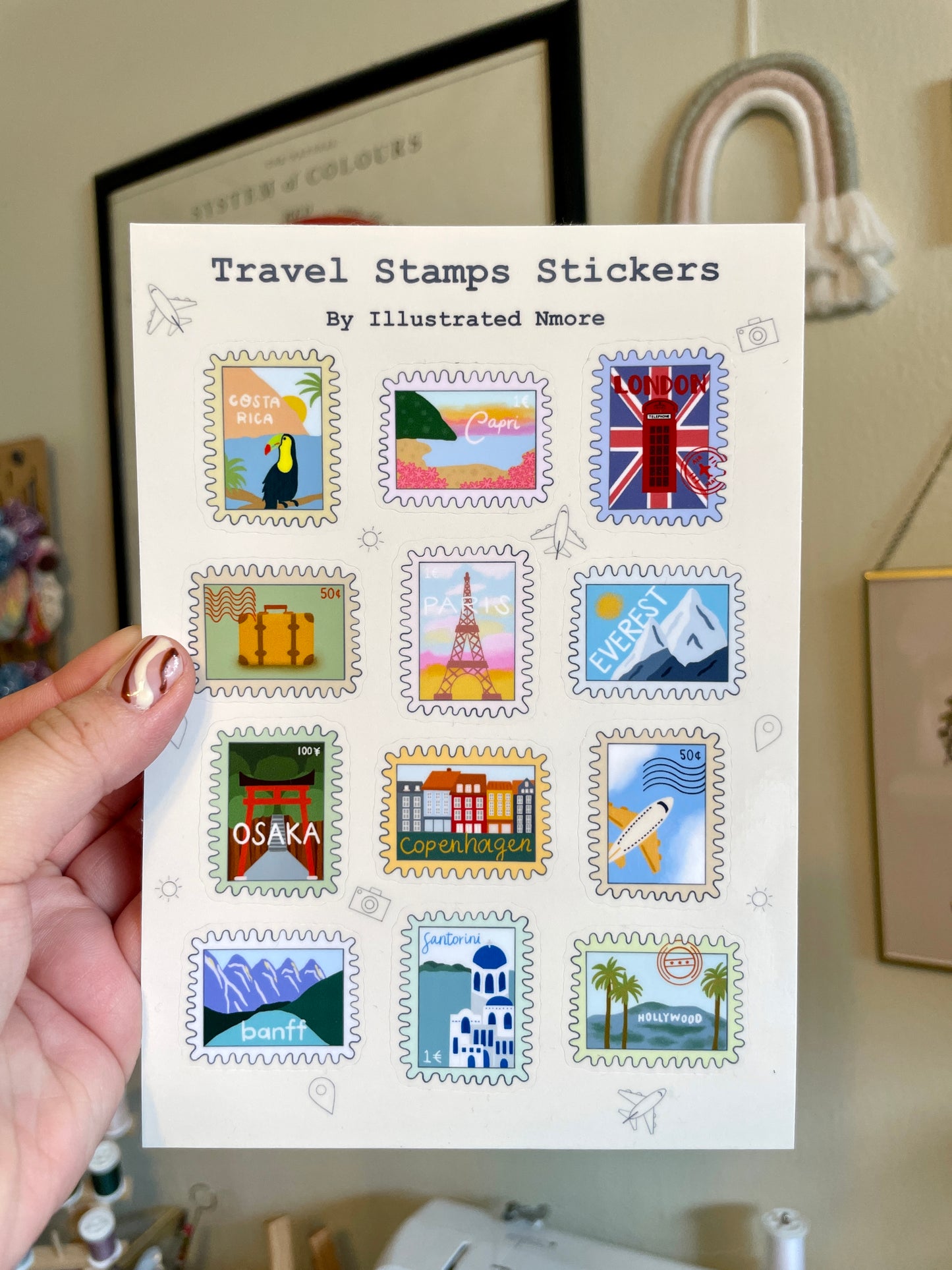 Travel Stamps Sticker Sheet