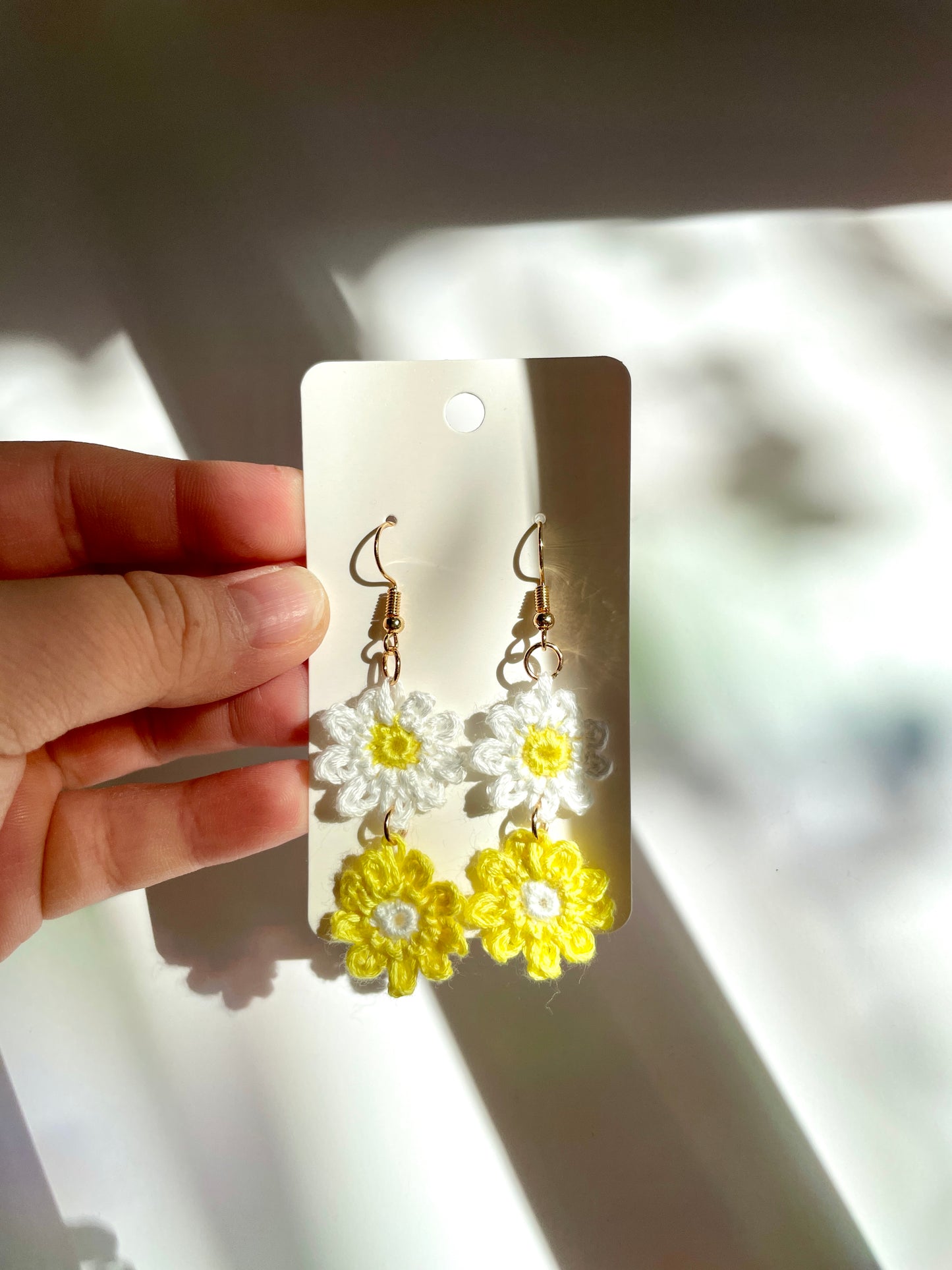 Yellow/White Daisy Crochet Earrings