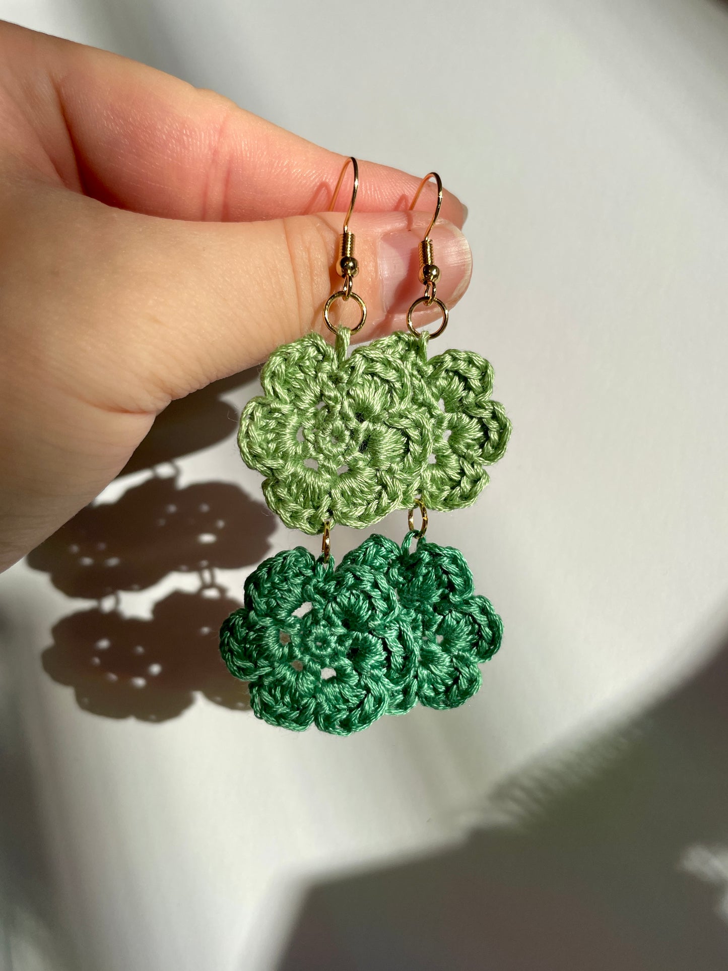 Pistachio/Seafom Green Crochet Flower Earrings - Double  LP