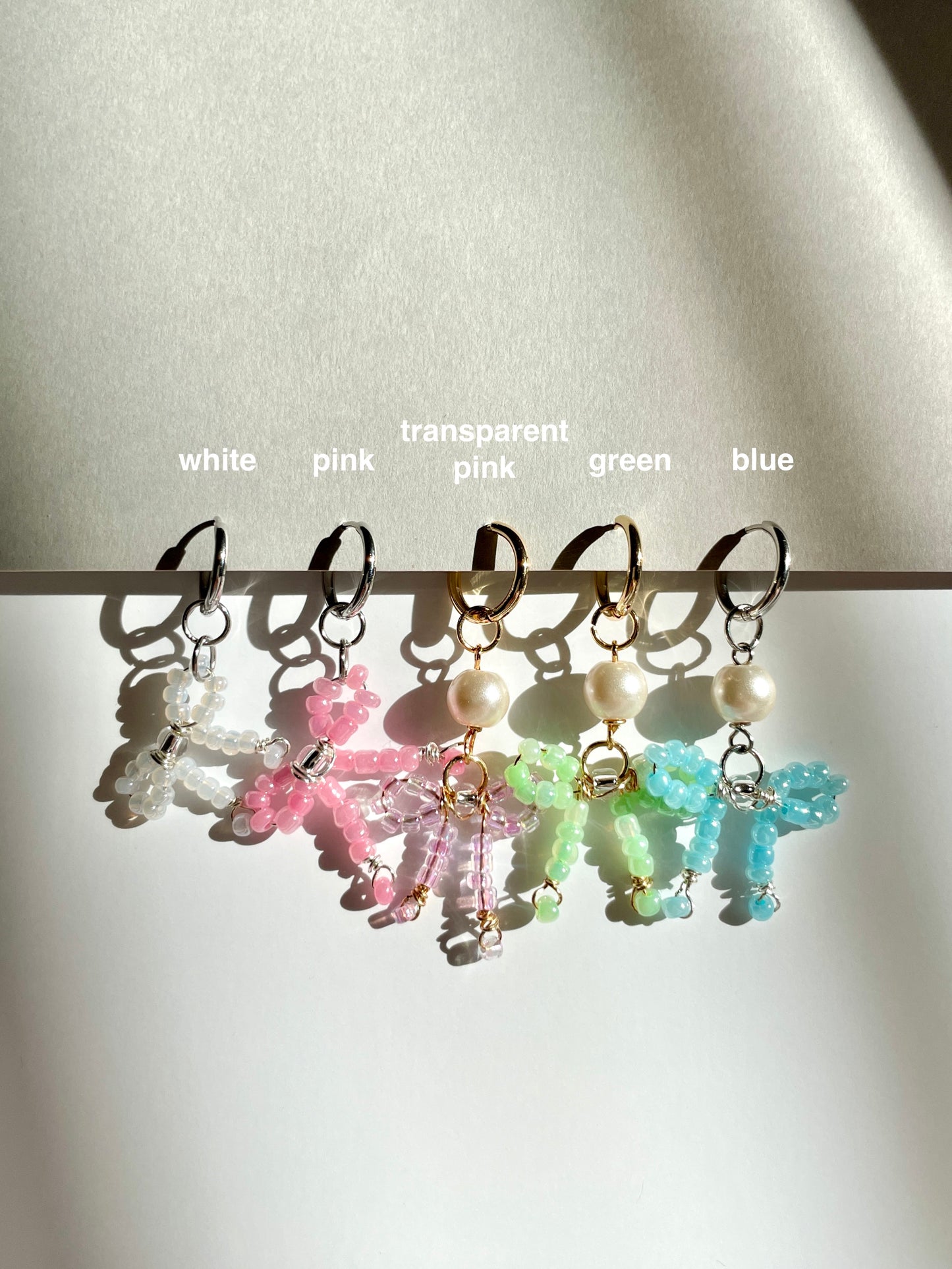 Bow & Pearl Huggie Earrings (Multiple Colors)